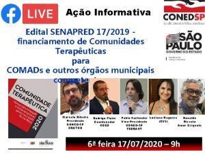 Ao Informativa Edital SENAPRED 172019 financiamento de Comunidades