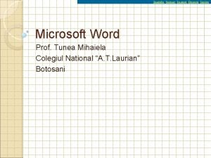 Inainte Sumar Inapoi Despre Iesire Microsoft Word Prof