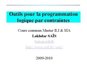 Prolog langage Prolog langage