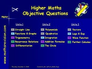www mathsrevision com Higher Maths Objective Questions Units