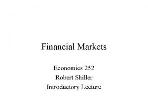 Robert shiller financial markets