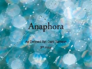 Anaphora examples