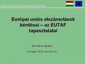 EURPAI TMOGATSOKAT AUDITL FIGAZGATSG Eurpai unis elszmolsok krdsei