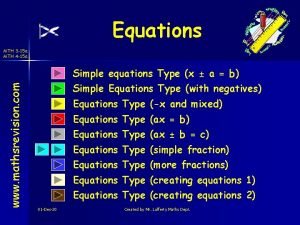Equations MTH 3 15 a MTH 4 15