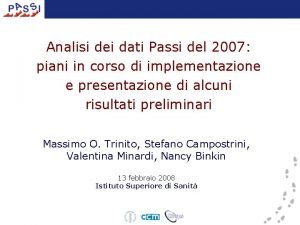 Analisi dei dati Passi del 2007 piani in