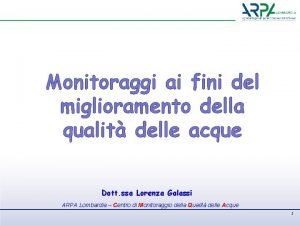 Monitoraggi ai fini del miglioramento della qualit delle