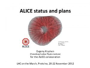 ALICE status and plans Evgeny Kryshen Petersburg Nuclear