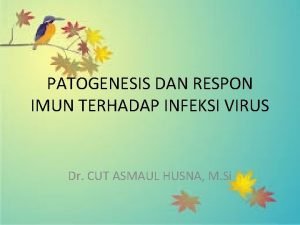 PATOGENESIS DAN RESPON IMUN TERHADAP INFEKSI VIRUS Dr