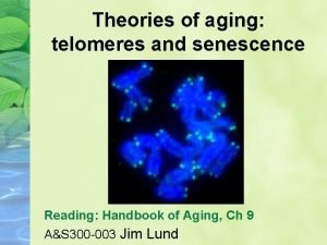Theories of aging telomeres and senescence Reading Handbook