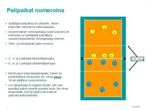 Pelipaikat numeroina Syttjn pelipaikka on ykknen hnen edessn