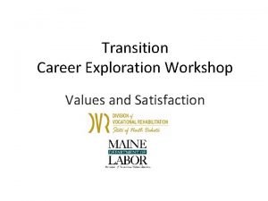 Transition Career Exploration Workshop Values and Satisfaction Job