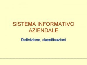 Definizione sistema informativo