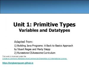 Unit 1 primitive types