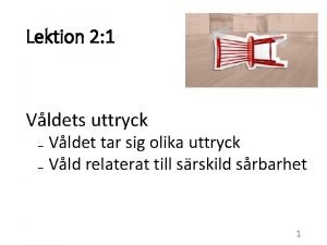 Lektion 2 1 Vldets uttryck Vldet tar sig