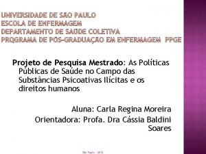 Projeto de Pesquisa Mestrado As Polticas Pblicas de