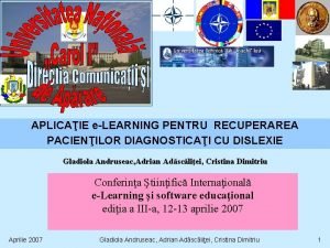 APLICAIE eLEARNING PENTRU RECUPERAREA PACIENILOR DIAGNOSTICAI CU DISLEXIE