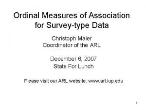 Ordinal Measures of Association for Surveytype Data Christoph