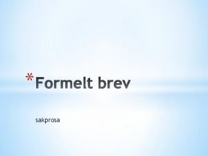 Eksempel på formelt brev