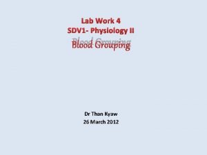 Lab Work 4 SDV 1 Physiology II Blood