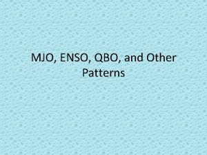 MJO ENSO QBO and Other Patterns Madden Julian