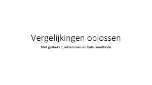 Oplossen met balansmethode