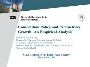 Competition Policy and Productivity Growth An Empirical Analysis