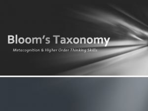 Metacognition bloom's taxonomy