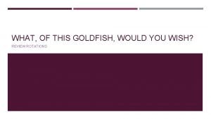 What, of this goldfish, would you wish