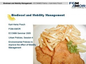 Biodiesel and Mobility Management ECOMM 05 Parma KarlHeinz