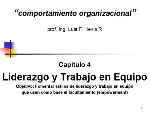 comportamiento organizacional prof ing Luis F Hevia R