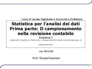 Corso di Laurea Magistrale in Economia e Professioni