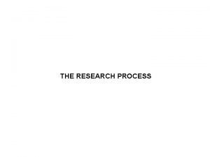 THE RESEARCH PROCESS THE RESEARCH PROCESS 1 Selection