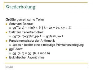 Wiederholung Grte gemeinsame Teiler n Satz von Bezout