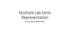 Multiple Lab Units Representation anna Kiely and Alan