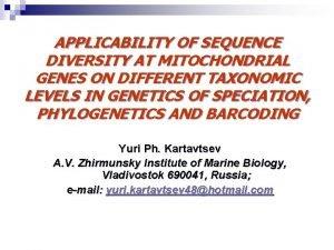 APPLICABILITY OF SEQUENCE DIVERSITY AT MITOCHONDRIAL GENES ON