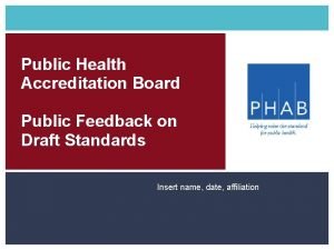 Public Health Accreditation Board Public Feedback on the