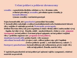 Uren pohlav a pohlavn chromozomy sexualita z genetickho