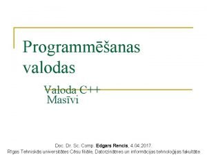 Programmanas valodas Valoda C Masvi Doc Dr Sc