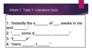 Week 1 Task 1 Literature Quiz 1 Instantly