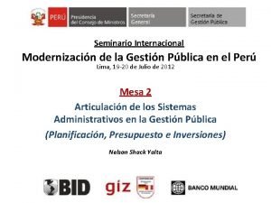 Seminario Internacional Modernizacin de la Gestin Pblica en