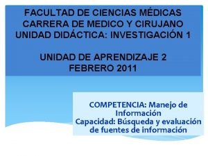 FACULTAD DE CIENCIAS MDICAS CARRERA DE MEDICO Y