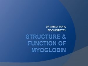 DR AMINA TARIQ BIOCHEMISTRY STRUCTURE FUNCTION OF MYOGLOBIN