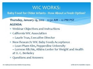 WIC WORKS Baby Food for Older Infants How