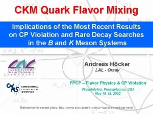 CKM Quark Flavor Mixing Implications of the Most