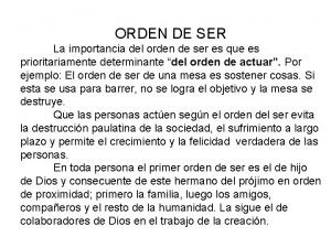 Que es orden de importancia Que es orden de importancia