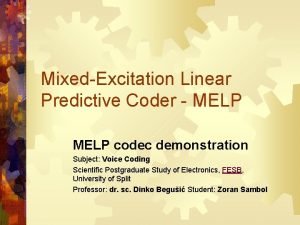 MixedExcitation Linear Predictive Coder MELP codec demonstration Subject