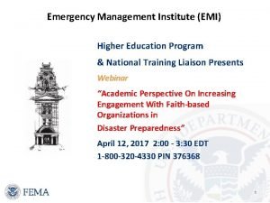Emergency Management Institute EMI Higher Education Program National