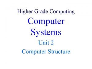 Higher Grade Computing Computer Systems Unit 2 Computer