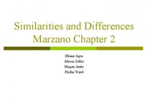 Similarities and Differences Marzano Chapter 2 Eliane Agra