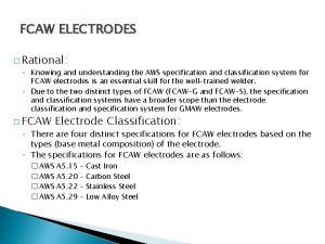 Fcaw electrode classification